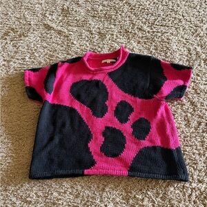 Pink and Black Patterned Cropped Shirt
